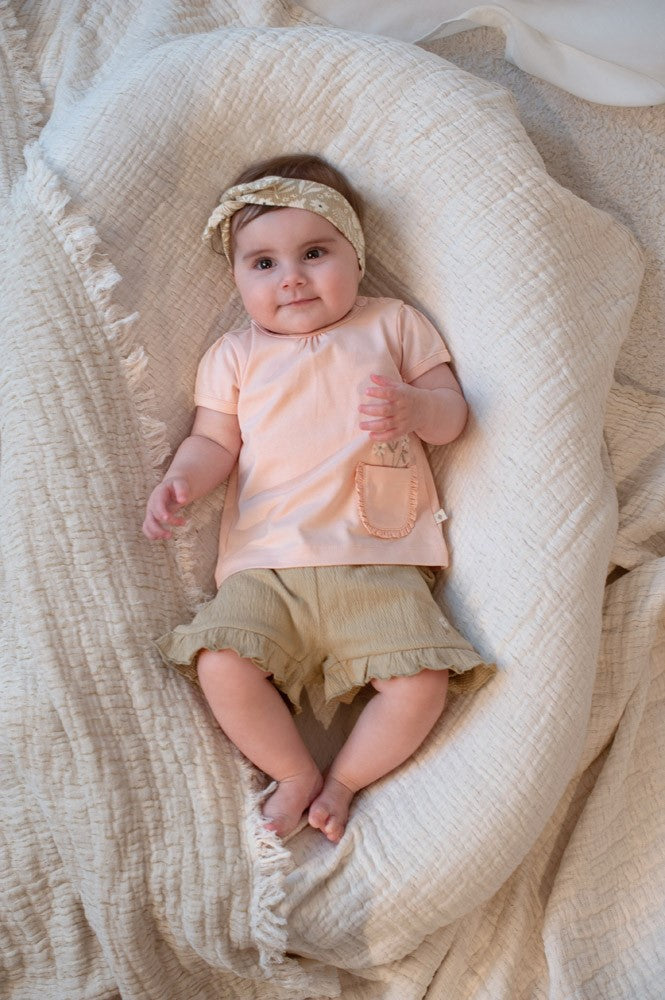 Feetje Meisje, Short crinkle ruches AOP, Let Your Dreams Blossom, Groen