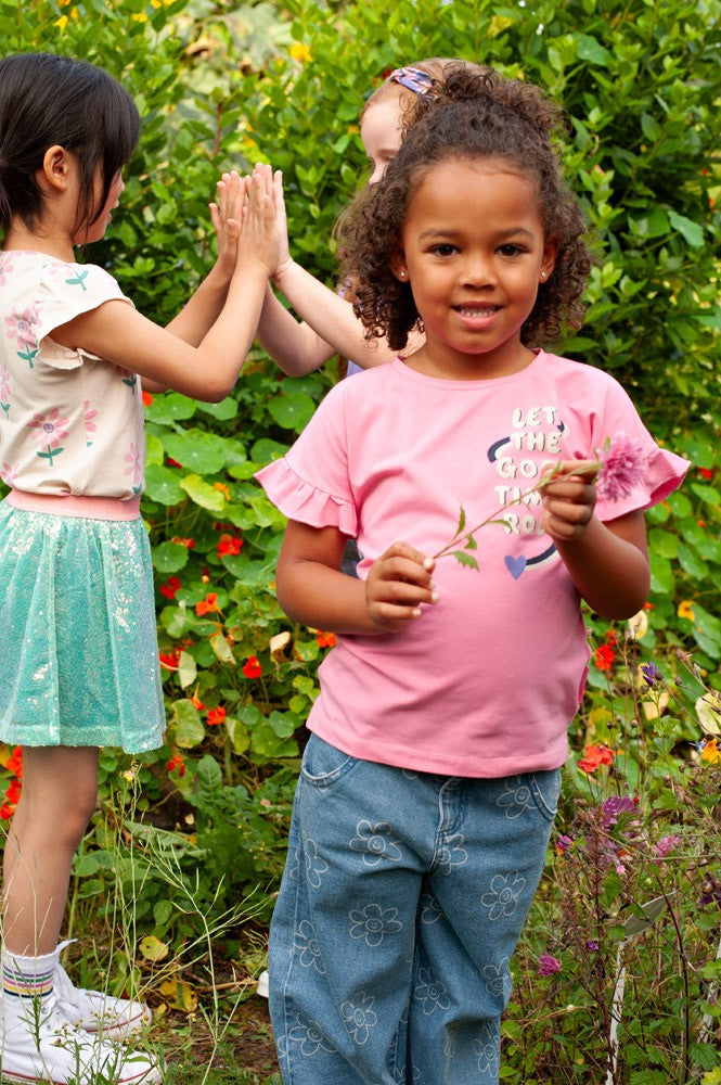 Jubel Meisjes, T-shirt - Rolling into Spring, Roze