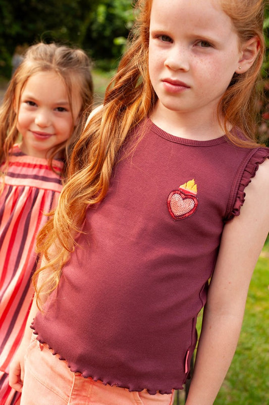 Jubel Meisjes, Singlet rib, Salsa Sunset, Bordeaux