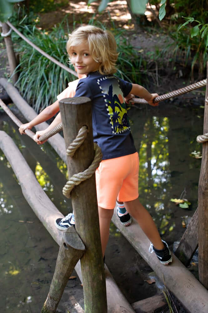 Sturdy Jongens Short, Lagoon Legends, Neon Oranje