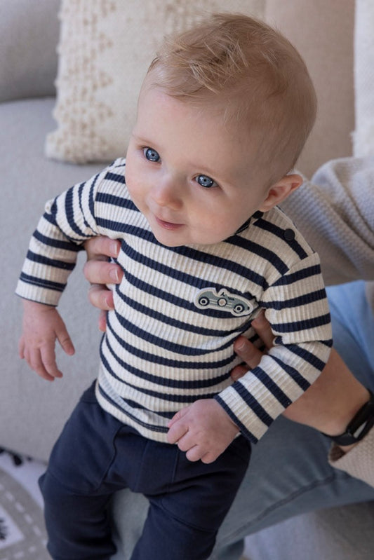 Feetje Longsleeve Rib met streep, LET'S GO, Marine