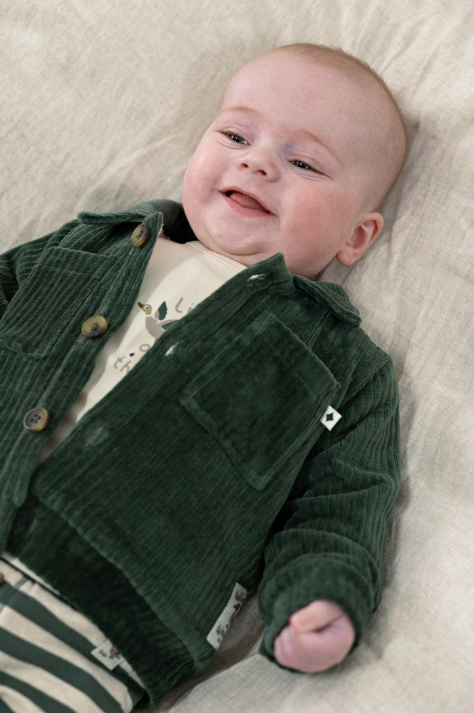 Feetje, Jasje velours rib - Wiggle and Waddle, Groen
