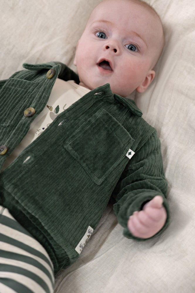 Feetje, Jasje velours rib - Wiggle and Waddle, Groen