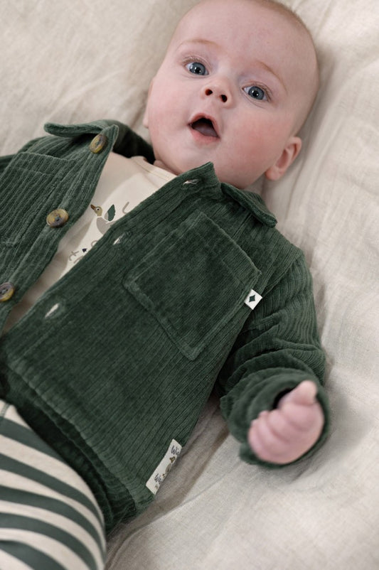 Feetje, Jasje velours rib - Wiggle and Waddle, Groen