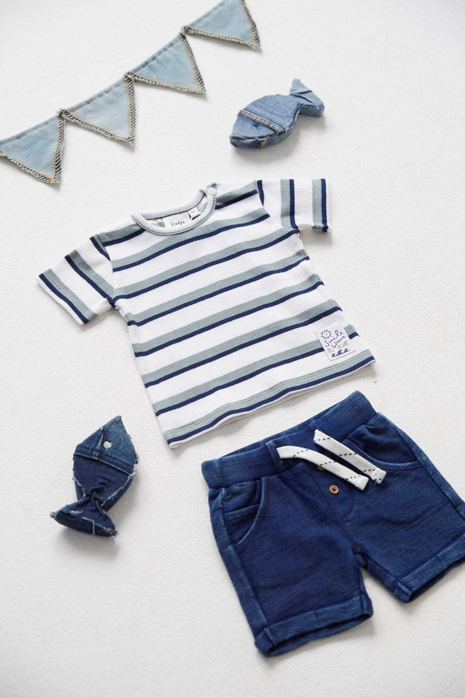 Feetje Jongens, T-shirt rib met streep, Summer Denims, Off White