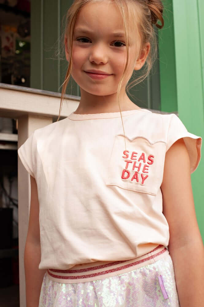 Jubel Meisjes, T-shirt met backprint, Lazy Lagoon, Licht Roze
