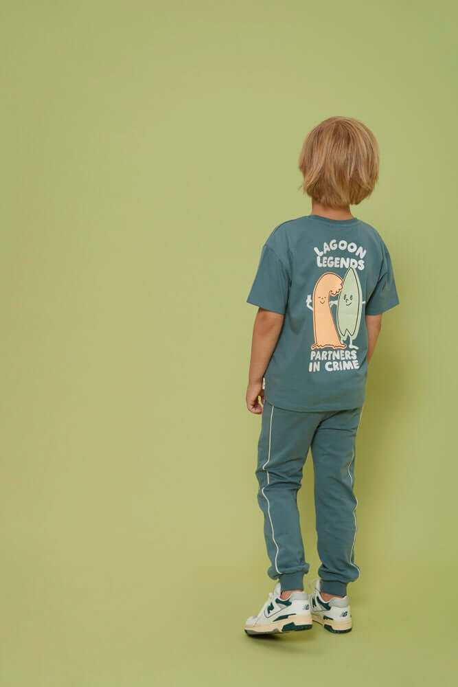 Sturdy Jongens T-shirt oversized, Lagoon Legends, Petrol