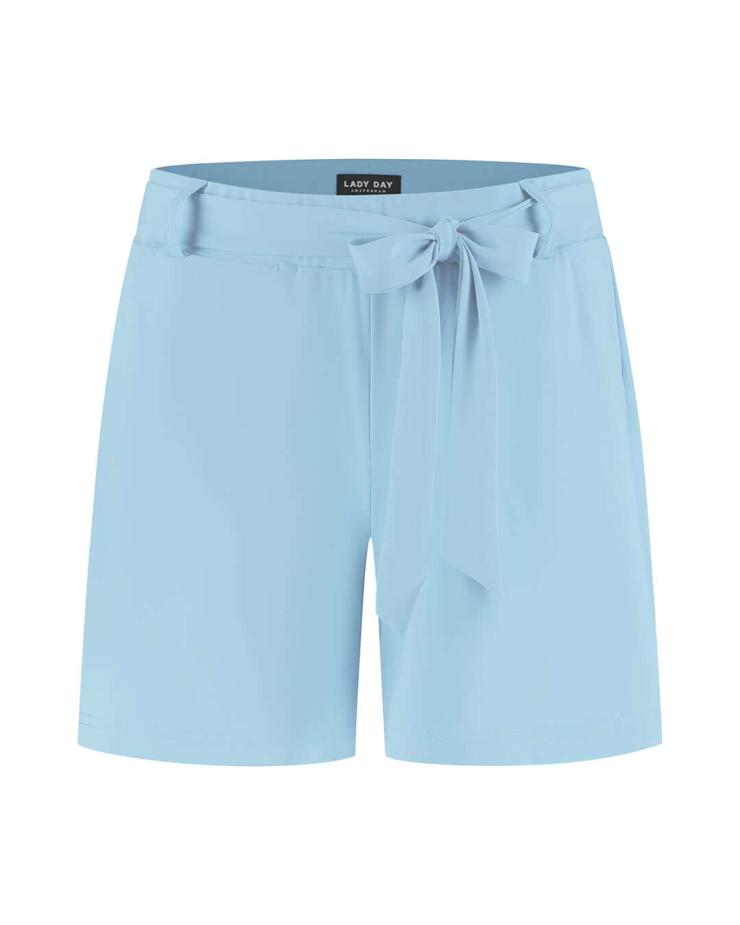 lichte blauwe korte broek dames van Lady Day met elegante pasvorm en strik