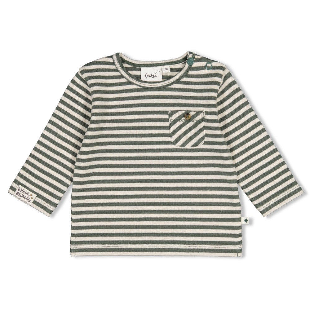 Feetje,Longsleeve rib met streep - Wiggle and Waddle,Groen