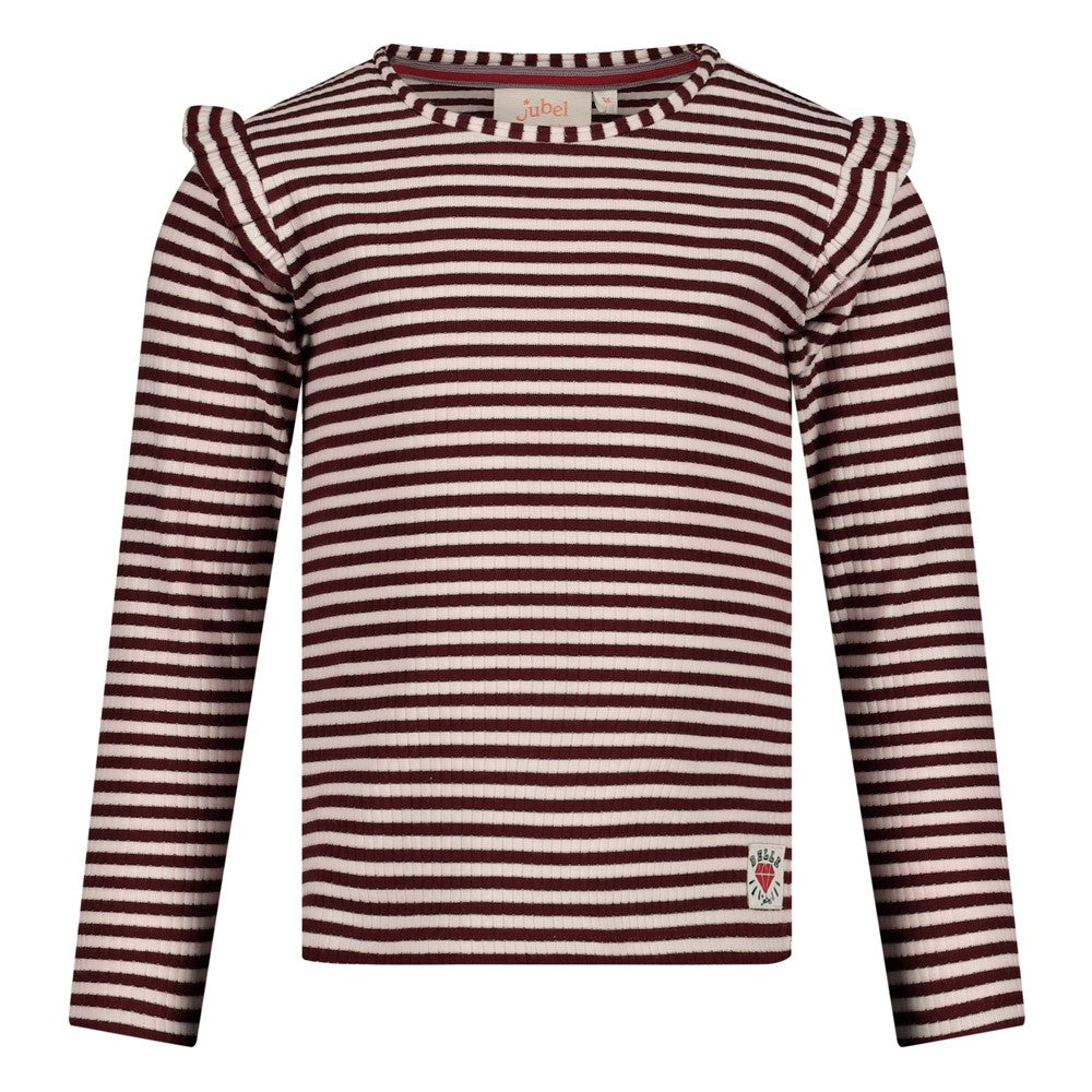 Jubel, Longsleeve rib met streep - Daily Princess, Bordeaux