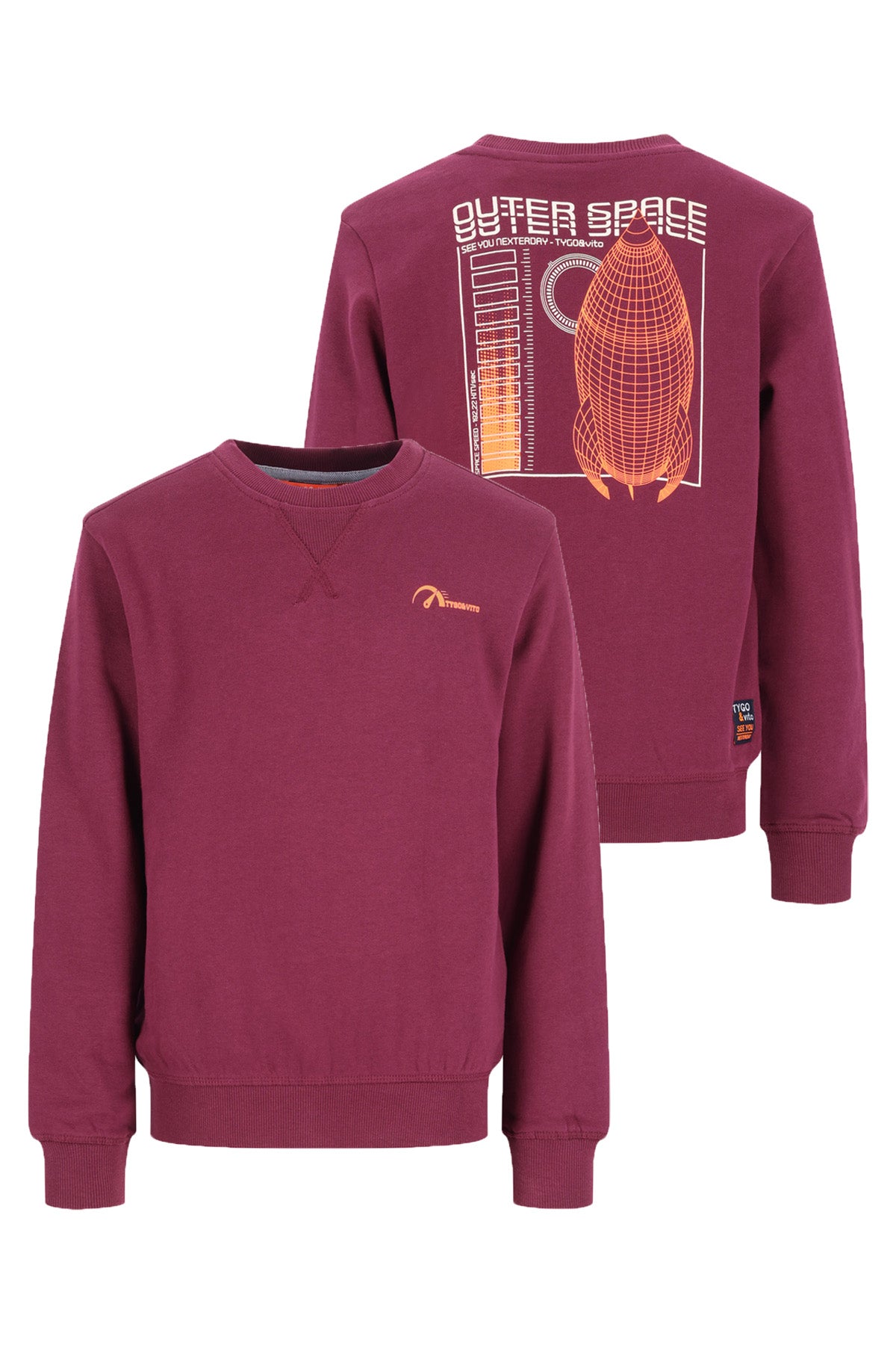 TYGO&vito Jongens, Sweater, SILVER, Merlot