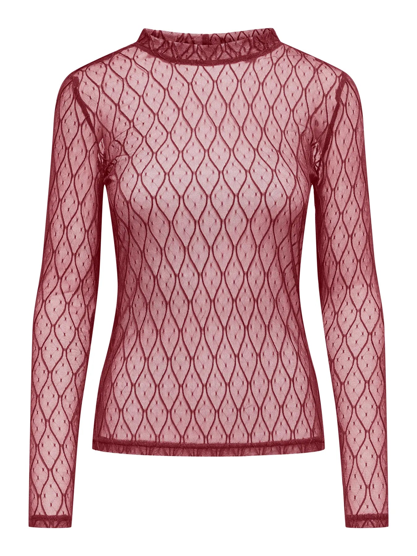 Only Top SALINA l/s Lace Top Jrs, Cabernet