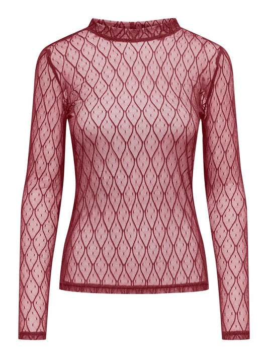 Only Top SALINA l/s Lace Top Jrs, Cabernet