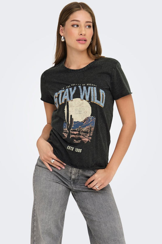 Only T-shirt LUCY, Black Texana wild