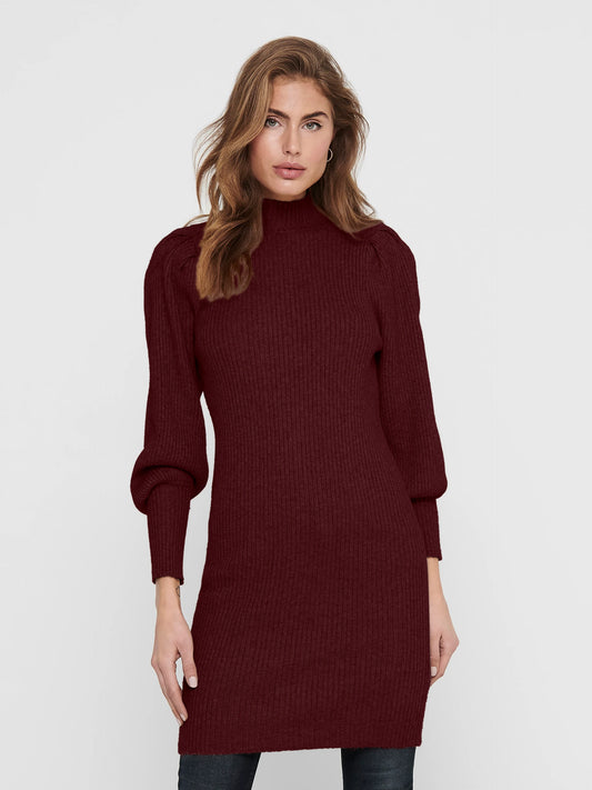 Only Dames Jurk, KATIA, Gebreid, Cabernet
