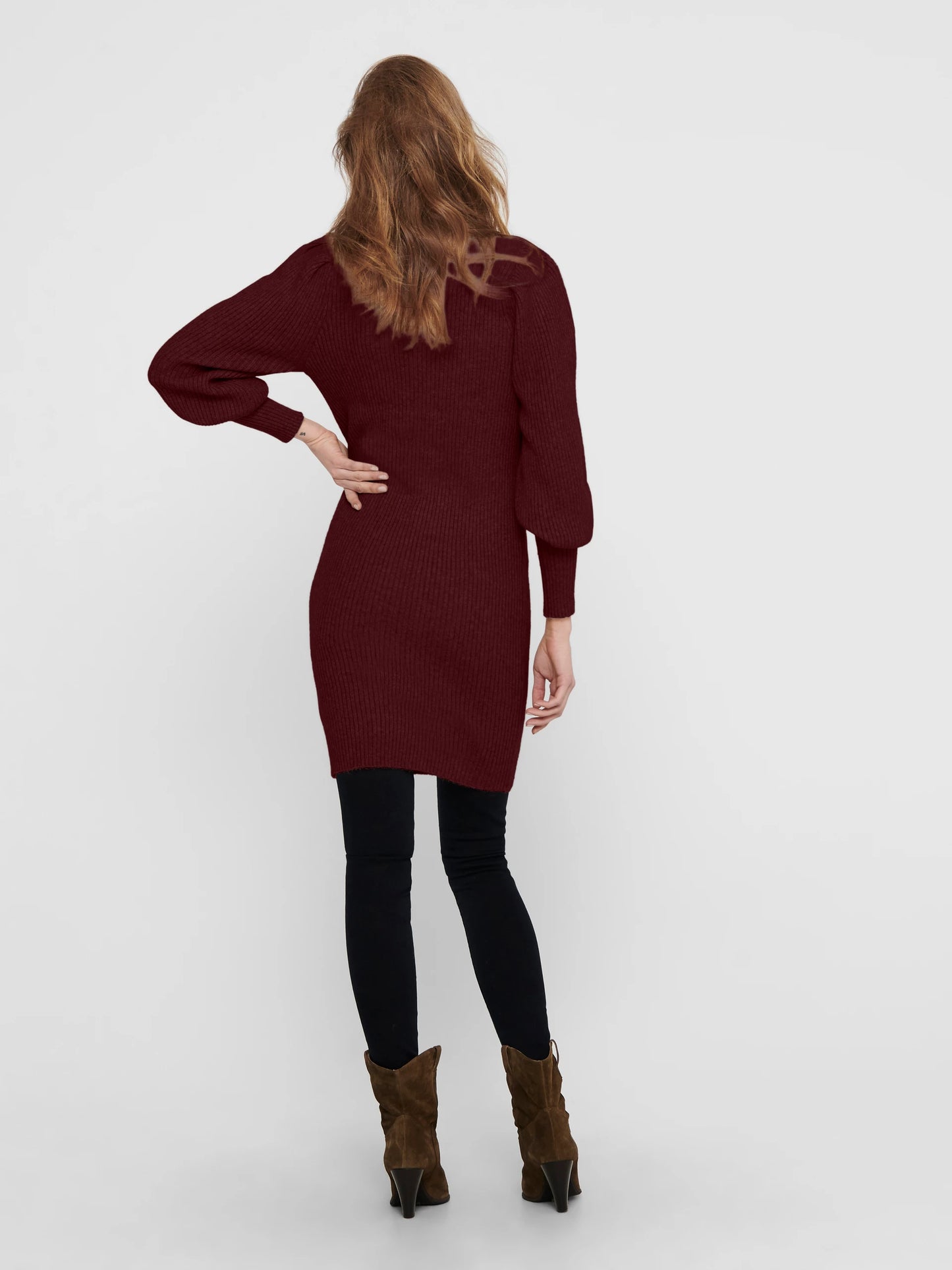 Only Dames Jurk, KATIA, Gebreid, Cabernet