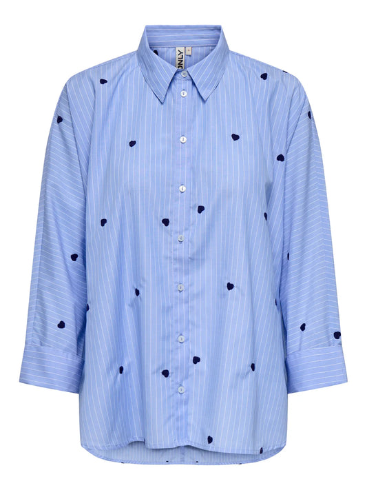 Only Blouse, NEW LINA GRACE, Moonlight Blue STRIPE MIDNIGHT BLUE HEART