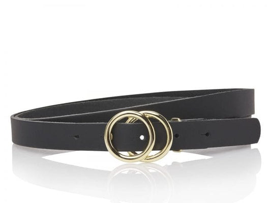 Dames Riem,  Metallic Leder, Zwart