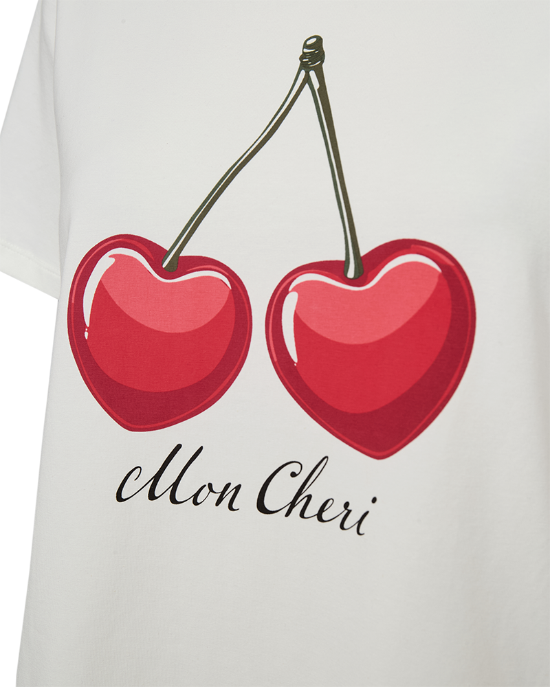 Freequent T-shirt, FENJAL, Offwhite- True red