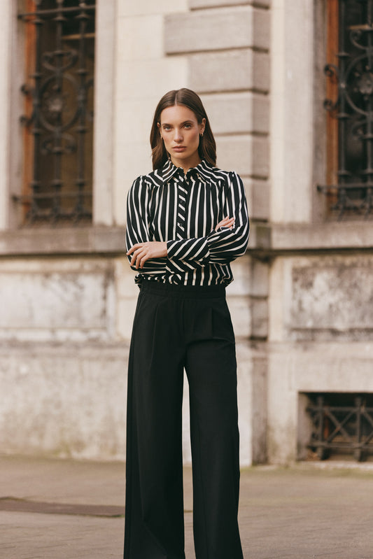 Lady Day Blouse BENTE, Black / Wol white
